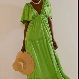 Free People La La Green Maxi Dress